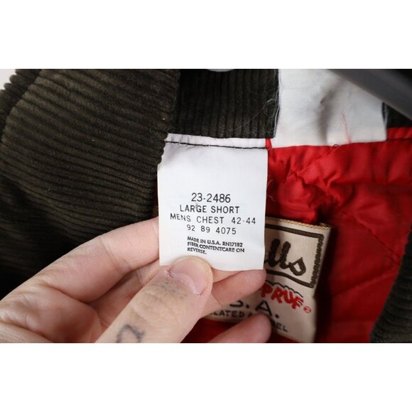 Vtg 90s Walls Blizzard Pruf Mens Large Short Faded Quilted Coveralls Black USA - Picture 13 of 16